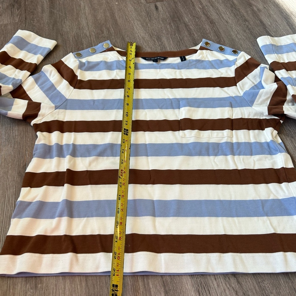 Striped Brown and Blue Long Sleeve Top - Picture 6 of 9